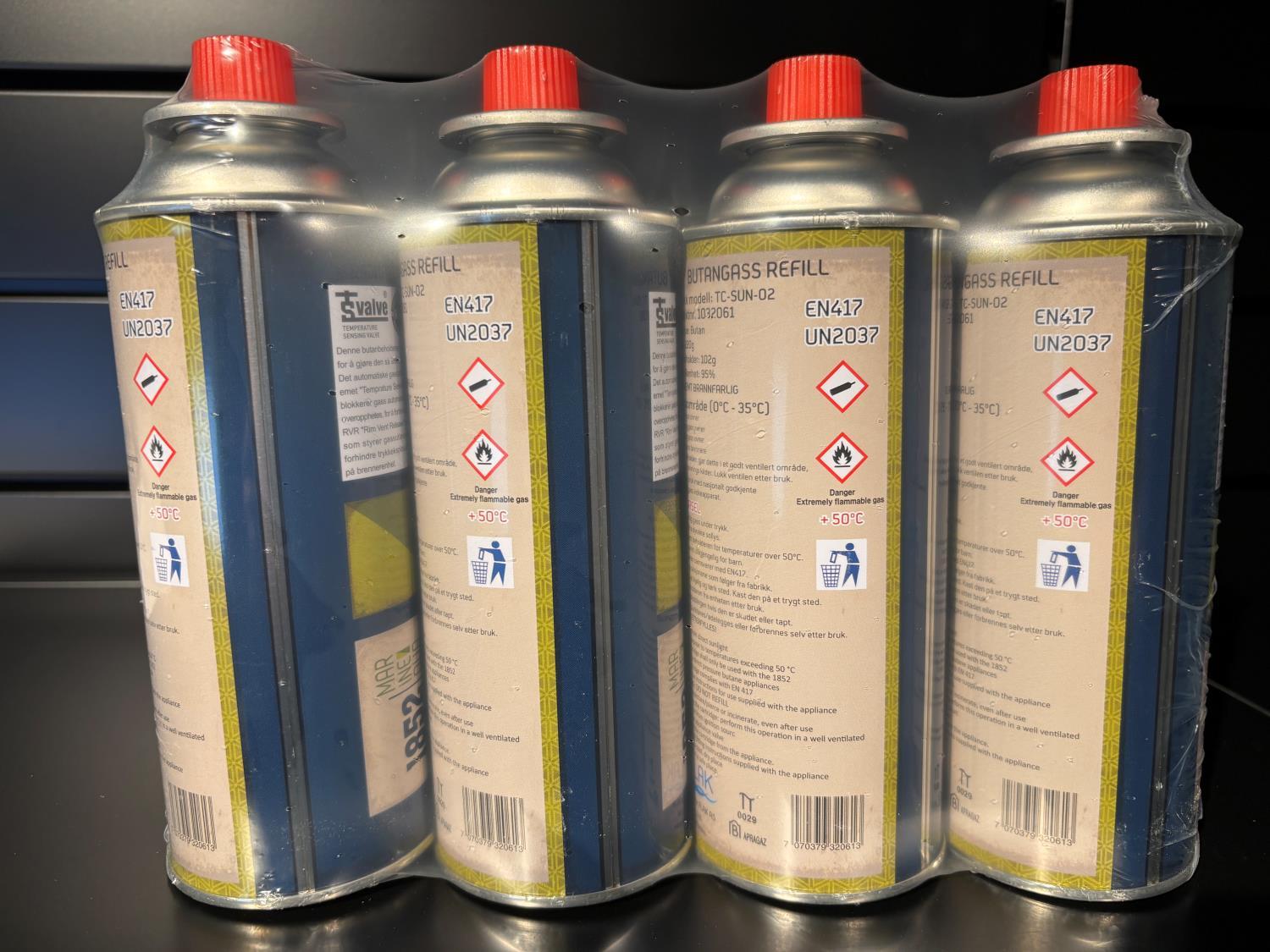 Gassbeholder 4pk til minikjøkken/gassovn/varmepistol