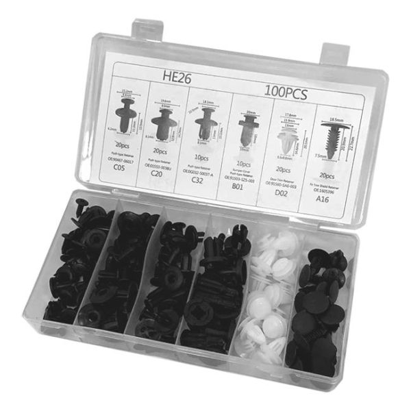 Karosseriklips for bil, 100pk